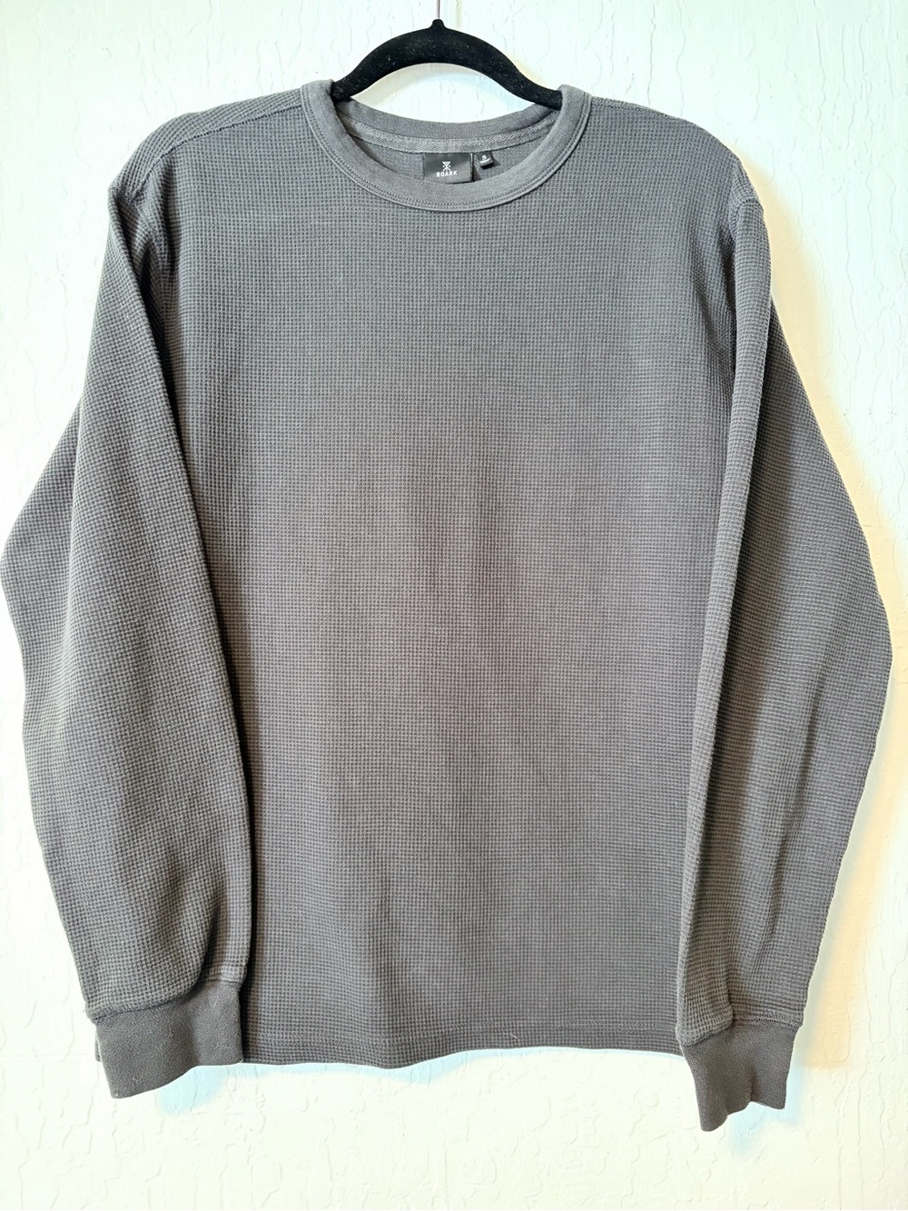 Roark Long Sleeve | Men’s Cotton Waffle Crewneck T-Shirt in Charcoal Grey